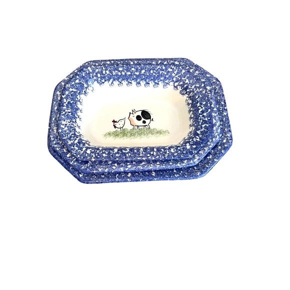 Molly Dallas Cow Collectables Plate Chicken Grass Blue Large * 1 Piece* - Picture 5 of 5